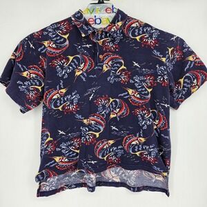 Rare Vintage Reyn Spooner Shirt Mens Large Hawaiian Polo Short Sleeve Marlins